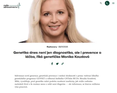 článek Naše zdravotnictví MUDr. Koudová
